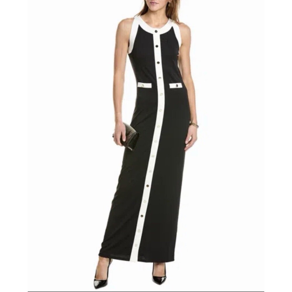 Caroline Constas Button Front Maxi Dress XL Quiet Luxury Old Money Designer Chic
